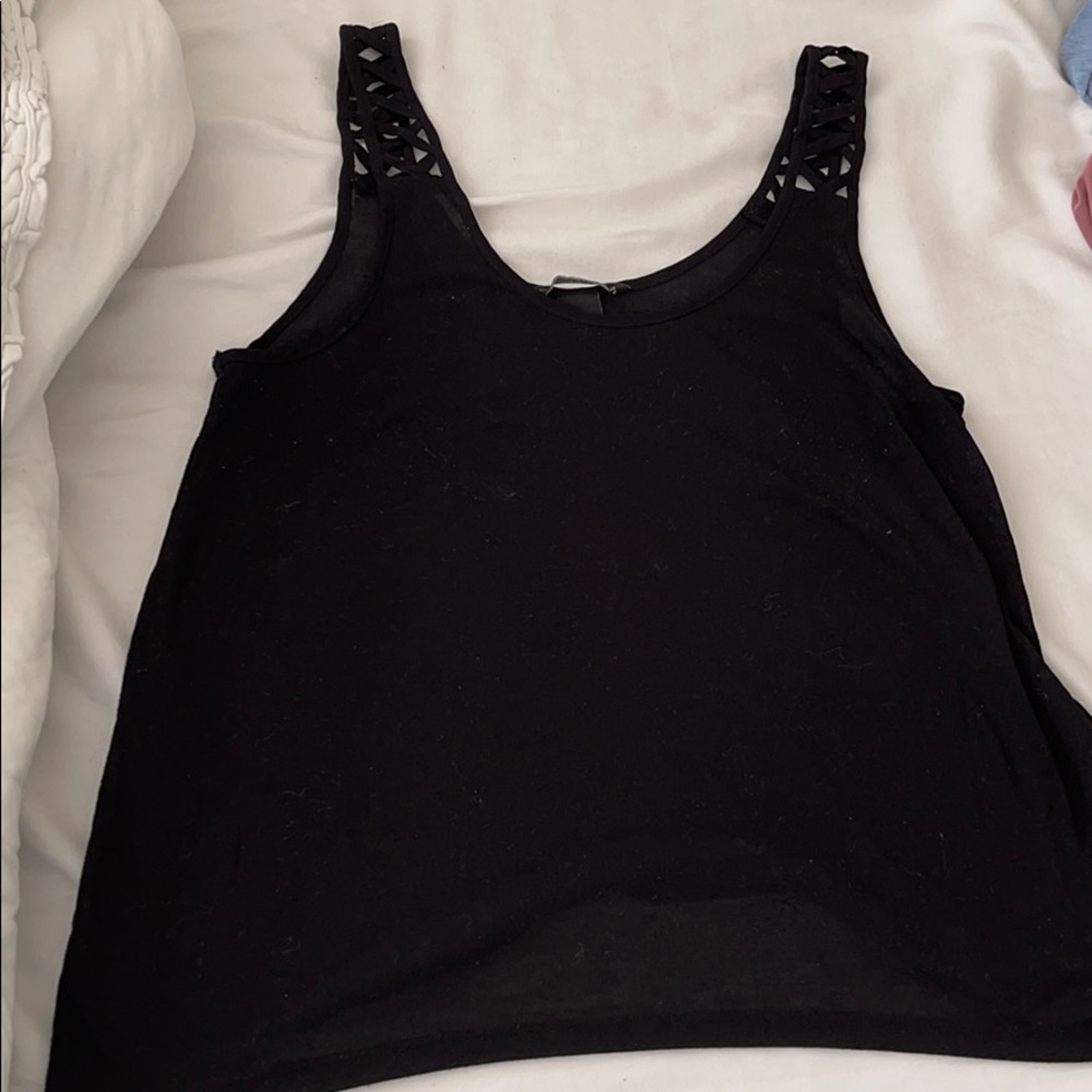 H & M Black tank with strap detail